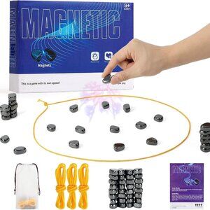 FUN!! Magnetic Chess Set with 20 Travel-Stones, 1 String & Portable Storage Bag
